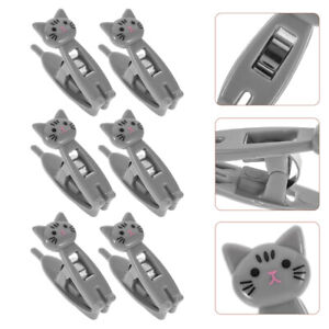  6pcs Towel Clips Cartoon Cat Shaped Clamps Multifunctional Clothes Clips Food