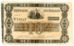 Brazil … P-A231X … 10 Mil Reis … ND (1852-1867) ... Choice *AU* Contemporary😄 - Picture 1 of 2