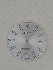 Rolex Factory Dial Only For DateJust 41mm Silver Stick Steel 116300 116334 Mint - Picture 1 of 2