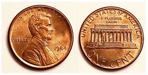 1984 Lincoln Memorial Red/Red Brown One Cent Circulated Error Coin - Picture 1 of 12