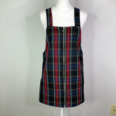 Mini vestido Forever 21 general para mujer talla pequeña delantal a cuadros cremallera frontal completa Foto 1 de 4