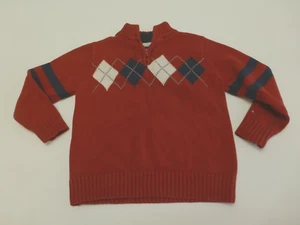 Tommy Hilfiger Sweater Boys Size 4 Red Argyle Zip Neck Sweater Good Condition - Picture 1 of 3