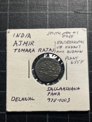 India Ajmir Tomara Rajas Delhnal Sallakshana Pana 978-1003 Unidad de Plata Ex Semans Foto 1 de 3