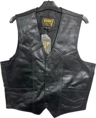 Men Genuine Wester Biker  Leather Vest Handcrafted - Image 1 of 4