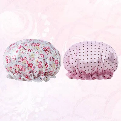  2 Pcs Duschhaube Wiederverwendbar Einmal Duschhauben Badduschenhaube - Bild 1 von 4