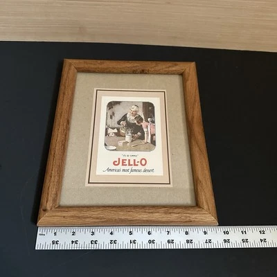 Anuncio de gelatina vintage de 1920 Norman Rockwell 8x10” con marco de madera 5x7" Foto 1 de 4