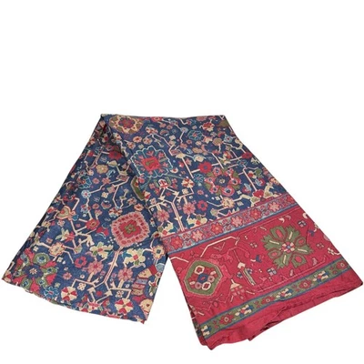 Sábana plana vintage Ralph Lauren Orienta King satén rojo azul marino estilo persa Foto 1 de 4