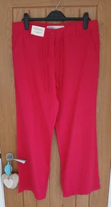 NEXT RED LINEN MIX PARALLEL TROUSERS SIZE 14 NWTs - Picture 1 of 3