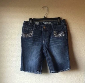 Cherokee Shorts Y2K Denim Embellished Bermuda Casual Blue Jean Shorts Girls Sz L - Picture 1 of 10