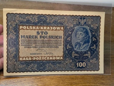Billete de 100 marcos polacos (Marek) de Polonia de alta calidad de 1919 Foto 1 de 4
