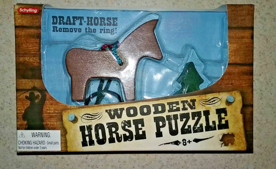 2013 Schylling Wooden Horse Puzzle Carthorse Remove The Ring Ages 8