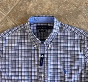 Ralph Lauren camicia abbottonata uomo S grigia multi plaid con pony blu elasticizzato nuova con etichetta  - Foto 1 di 9
