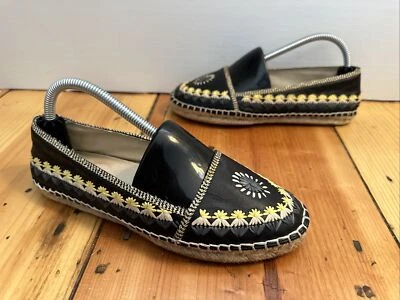 House of Harlow 1960 Mujer 36.5 | 5.5 Cuero Bordado Alpargata Plana Negra Foto 1 de 4