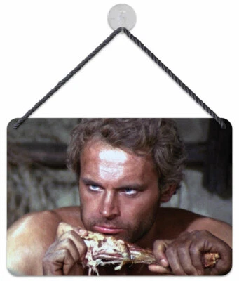 Bud Spencer & Terence Hill * TERENCE MIT HÄHNCHENKEULE * Kulthänger Blechschild