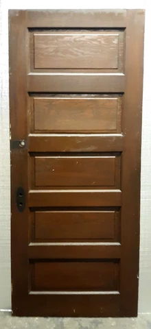 30"x76.5" Antique Vintage Old Salvaged SOLID Wood Wooden Interior Door 5 Panels Cover