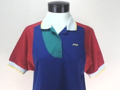 Camisa Polo Prince De Colección Años 80 Tenis Bloques de Color Logo EE. UU. Para Mujer Talla L M Nueva RARA Foto 1 de 4