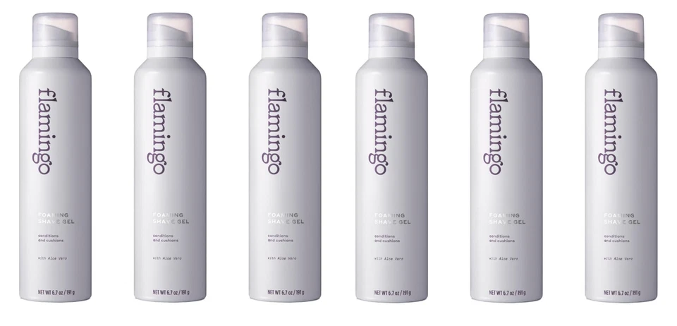 Flamingo Foaming Shave With Aloe Vera Conditions & Cushions Gel 200ml x6 RRP £30