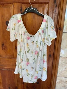 Bonmarche Bardot off the shoulder style white floral summer top. Size 18.VGC - Picture 1 of 5