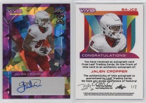 2023 Leaf Vivid Purple Crystal /2 Jalen Cropper #BA-JC2 Auto