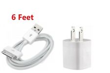Home Wall Charger +6FT 30 pin Data Charging Cable f for iPhone 3G 4 ipod Classic
