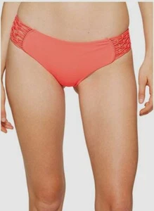 $198 Mikoh Women's Pink Tamarindo Side Macrame Detail Bikini Bottoms Size Large - Picture 1 of 1