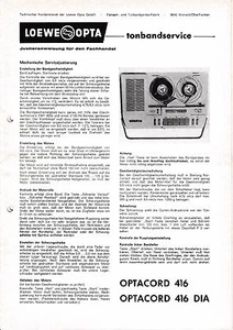 Service Manual Guide For Loewe Optacord 416 - Picture 1 of 1