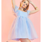 SUGAR THRILLZ Complicated Courtship Babydoll Dress Pastel Blue {3S9}