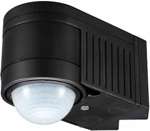 360° PIR Motion Sensor Black Outdoor IP44 3in1 Inner Corner Wall Mount Detector - Picture 1 of 6