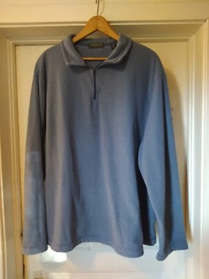 Blusa John Bartlett masculina Fleese 1/4 zíper manga comprida listra azul tamanho XXL - Imagem 1 de 4