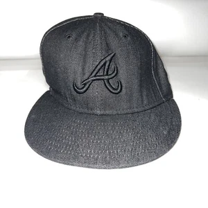Gorra de béisbol ajustada Atlanta Braves New Era 5950 negra vintage EE. UU. - talla 7 3/8 - Imagen 1 de 9