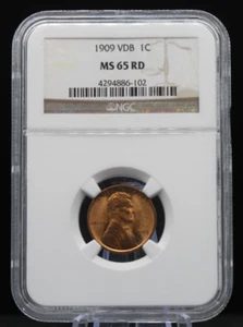 1909 1C VDB LINCOLN WHEAT CENT NGC MS65 RD RED GEM BU UNCIRCULATED #609 - Picture 1 of 2