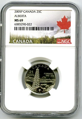 2005 P CANADA 25 CENT NGC MS69 ALBERTA QUARTER TOP GRADE...NONE HIGHER - Image 1 of 2
