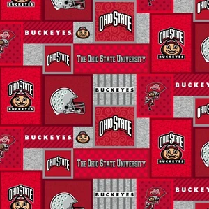 Ohio State University Buckeyes Patchwork Fleece Fabric-Fleece Blanket Fabric - Picture 1 of 1