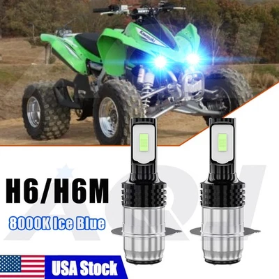 2X H6M LED Headlights Blue Bulbs Hi/Low Beam Kit For Kawasaki KFX400 2003-2006 Foto 1 de 4