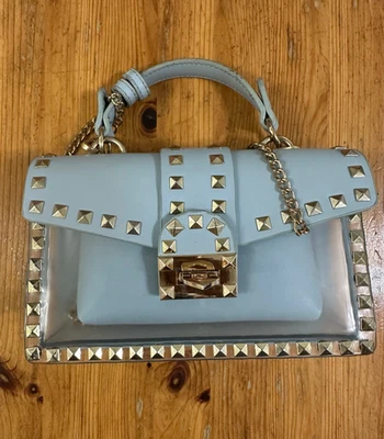 Mujeres Lujo Tachonado Bolso de Hombro Bandolera Cadena Fiesta Bolso de Mano Bolsa Azul Transparente Foto 1 de 4