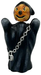 Seltene schwere Gusseisen Kürbis Abt. 56 Halloween Wackelkopf Kobold nicken Figur - Bild 1 von 23