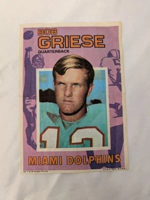 Póster de fútbol americano Topps 1971 Bob Griese #7 Miami Dolphins Foto 1 de 2