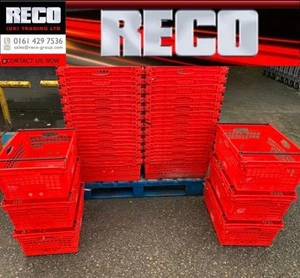 10 x USED RED ,DEEP 60 X 40 X 25cm BALE ARM TRAY/ STACKING BOX / CRATE STORAGE - Picture 1 of 6