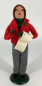 Christmas Carolers Byers Choice Signed BYERS 89 Man W/Music 1989 Red Jacket - Picture 1 of 9