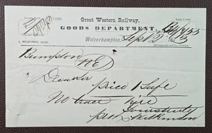1873 Great Western Railway Wolverhampton to Brompton Goods Department Letter - Picture 1 of 1