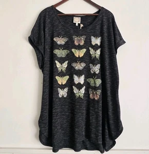 Tru Self Womens 3X Butterfly Shirt Top Grat Heathered New With Tags - Picture 1 of 11