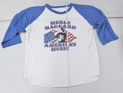 Vintage 1980s Merle Haggard America's Music Jersey Shirt 25x20 - Image 1 of 3