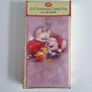 15 x Vintage Christmas Cards 1970s 80s New In Pack Cute Mice Boots The Chemist - Picture 1 of 5