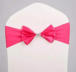 Qty 10Spandex Stretch Bow Chair Sashes Cover Wedding Party Banquet Decor Fuchsia - Picture 1 of 1