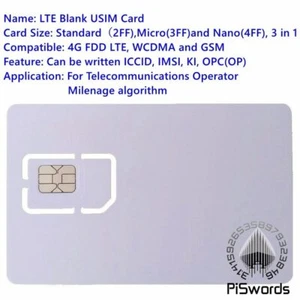 SIM USIM Card 4G LTE WCDMA GSM Blank Mini Nano micro writable for Milenage algo - Picture 1 of 4