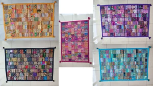 Venta al por mayor 5 tapices colgantes de pared vintage de sari retazos 60 x 40 decoración boho - Imagen 1 de 21
