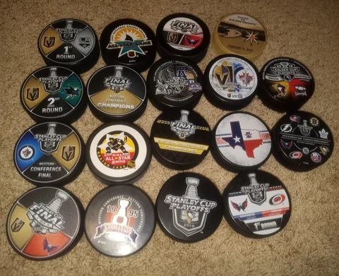 Lot Of 18 Hockey Pucks Vegas Golden Knights NHL Cover
