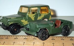 2 Die Cast Jeeps, CORGI Juniors Willys Jeep + YatMing Jeep No.1603 1980 VGC