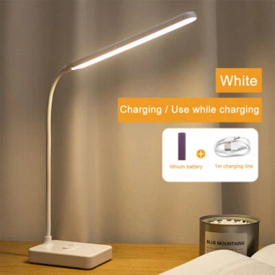 LED Desk Reading Lamp Dimmable Flexible USB Rechargeable Touch Bedside Light UK