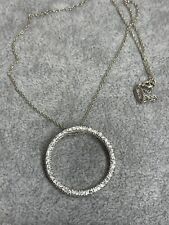 Sterling Silver Avon RJM 925 Round Crystal Pendant on Chain Necklace 16 Inch
